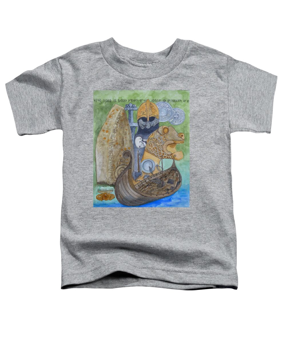 Vikings Toddler T-Shirt featuring the painting Vikings by Lisa Mutch