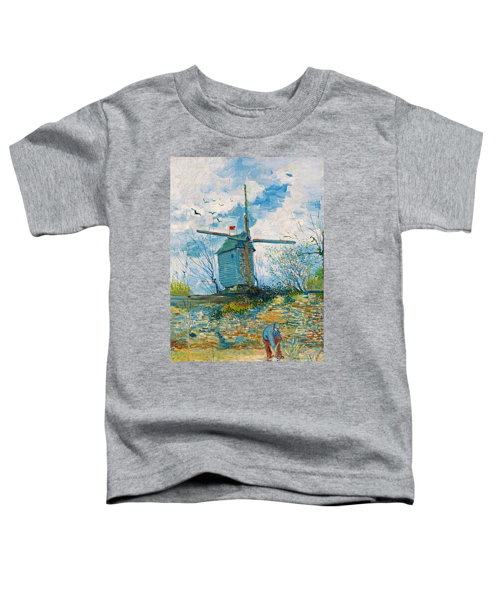 Le Moulin De La Galette Toddler T-Shirt featuring the painting Vincent van Gogh - Le Moulin de la Galette 1 by Alexandra Arts