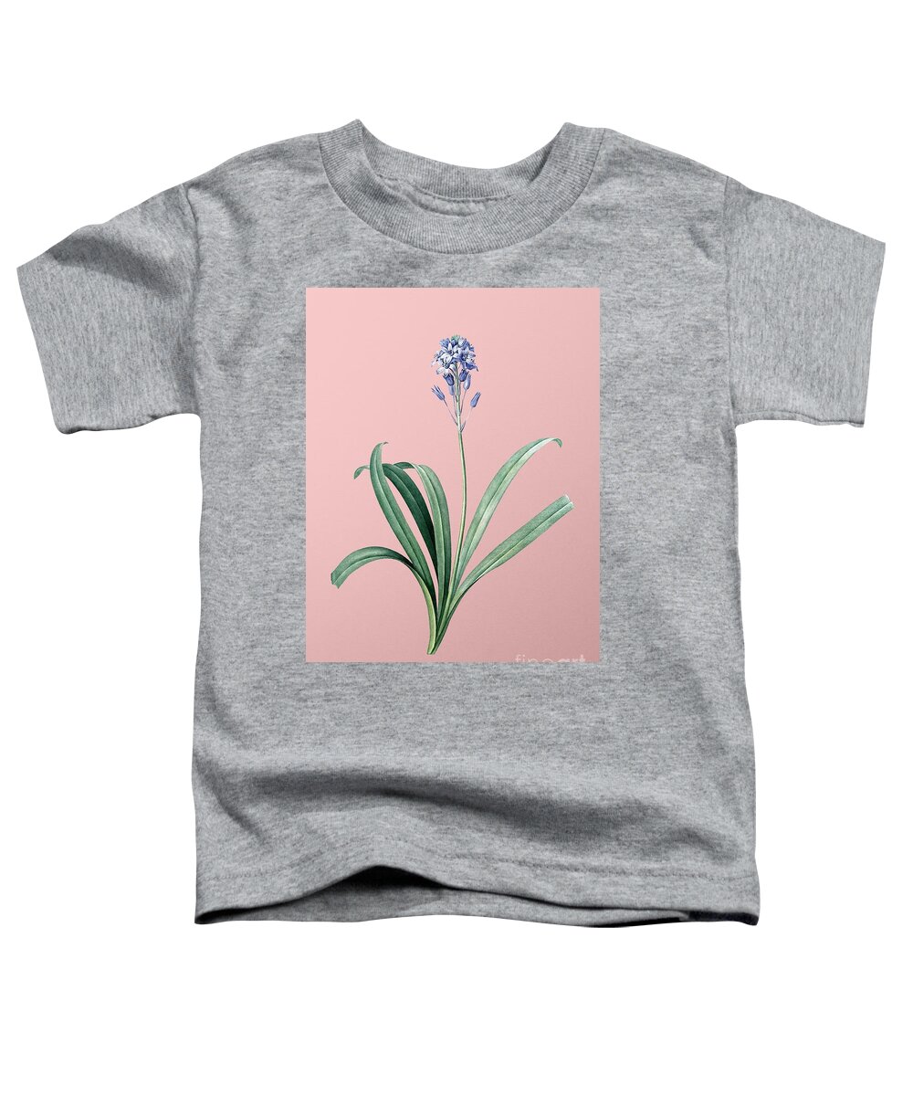Holyrockarts Toddler T-Shirt featuring the painting Vintage Spanish Bluebell Botanical Illustration on Pink by Holy Rock Design