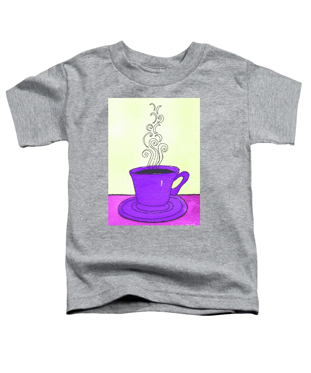 Violet Coffee Cup A Pen & Ink Watercolor Painting By Norma Appleton Toddler T-Shirt featuring the painting Violet Coffee Cup by Norma Appleton