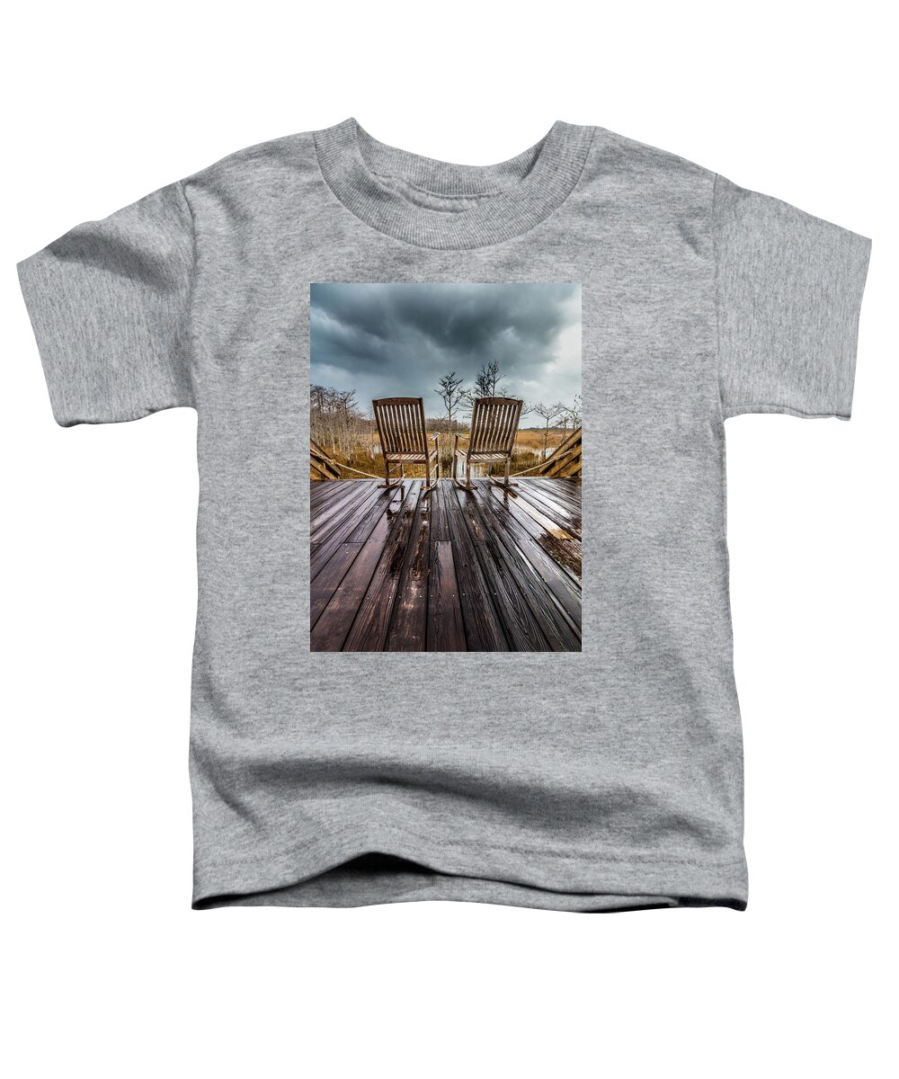 Clouds Toddler T-Shirt featuring the photograph Waiting on the Thunder II by Debra and Dave Vanderlaan