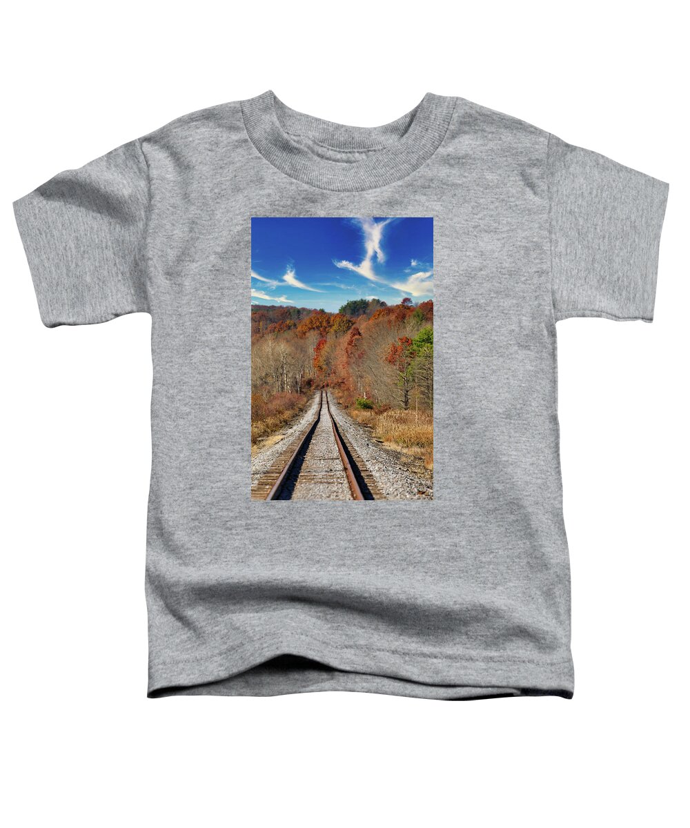 Railroad Toddler T-Shirt featuring the photograph Walking The Tracks by Scott Burd