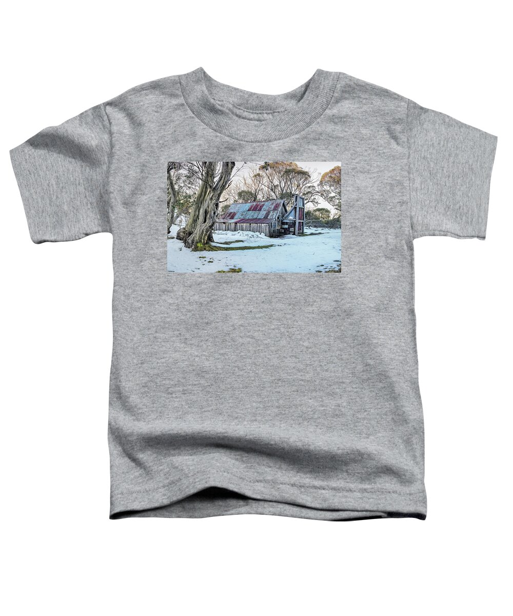 Wallaces Hut Winter High Plains Mountain Hut Toddler T-Shirt featuring the photograph Wallaces Hut - Winter by Mark Lucey