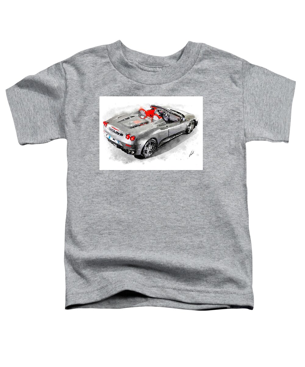 Watercolor Toddler T-Shirt featuring the painting Watercolor Ferrari F430 by Vart by Vart