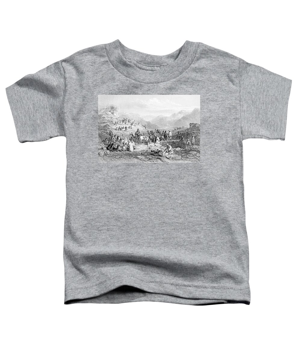 William Henry Bartlett Toddler T-Shirt featuring the photograph Well Near Emmaus in 1847 by Munir Alawi