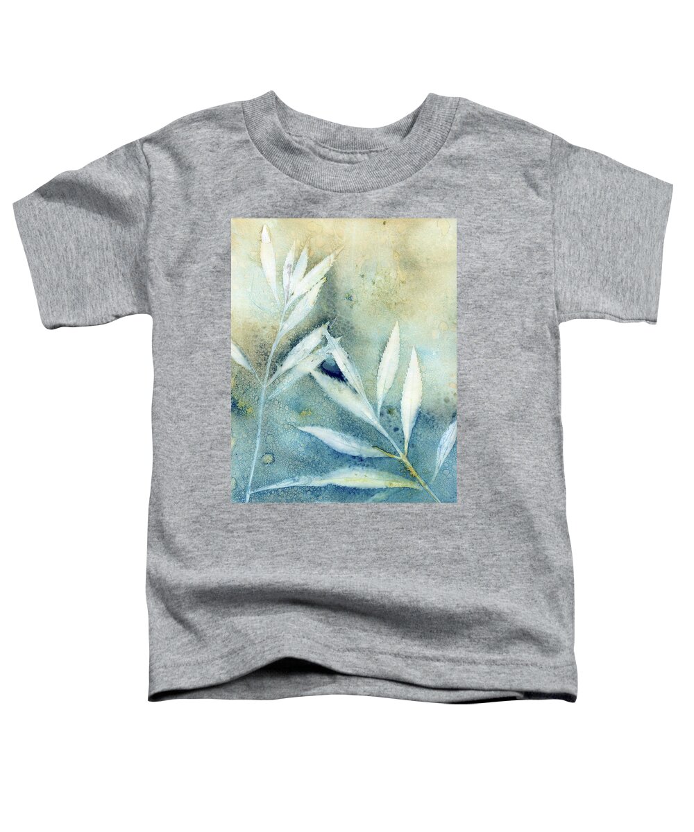 Wet Cyanotype Toddler T-Shirt featuring the photograph Wet Cyanotype leaf botanical ombre by Jane Linders