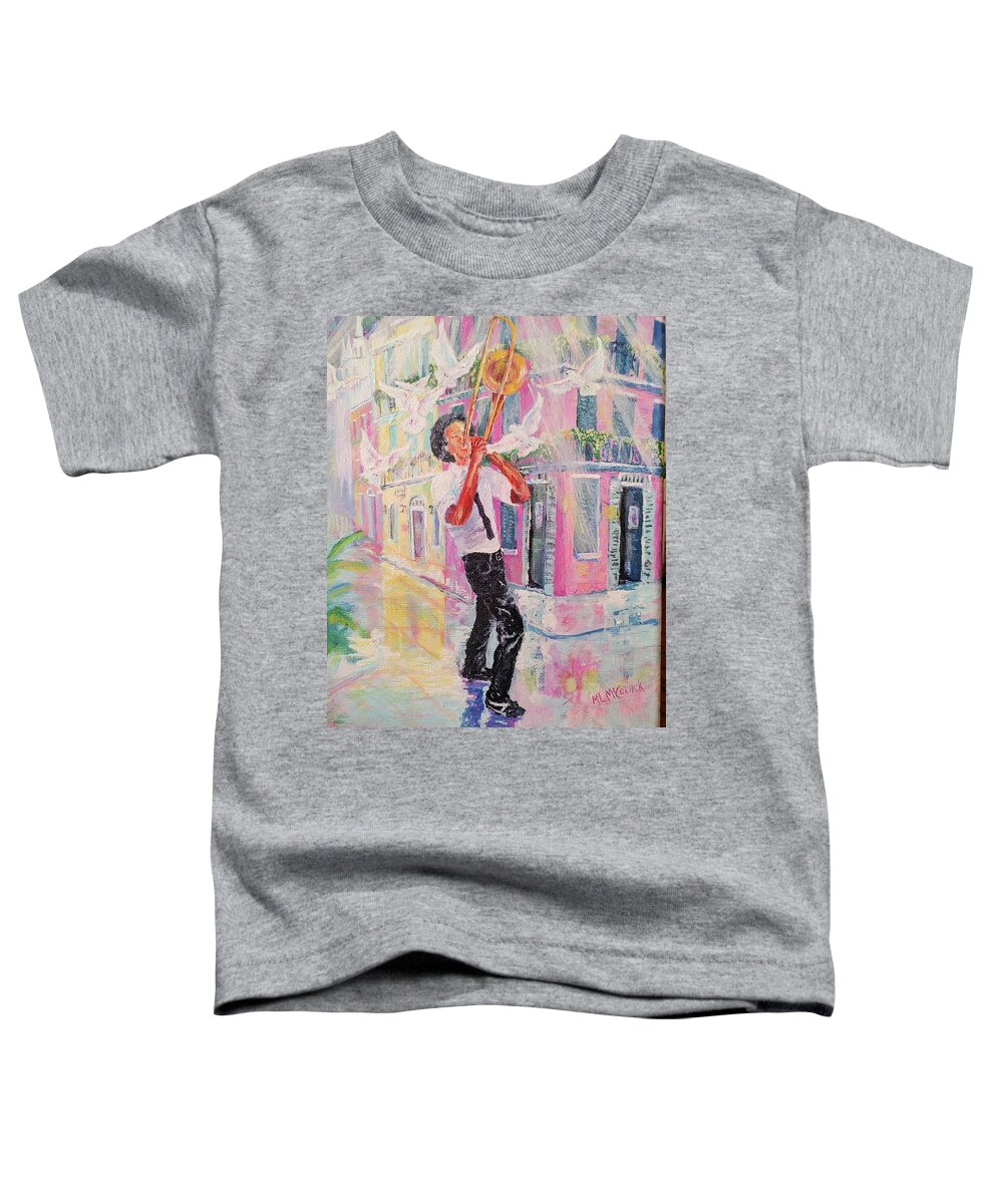 Nola Toddler T-Shirt featuring the painting When the Saints Go Marchin' In by ML McCormick