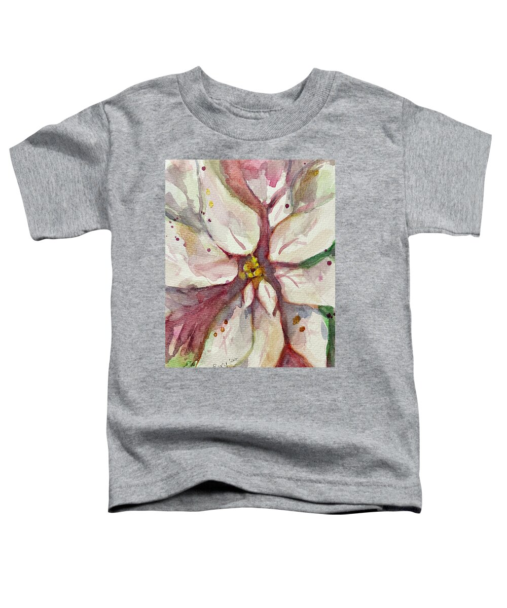 White Toddler T-Shirt featuring the painting White Poinsettia by Roxy Rich