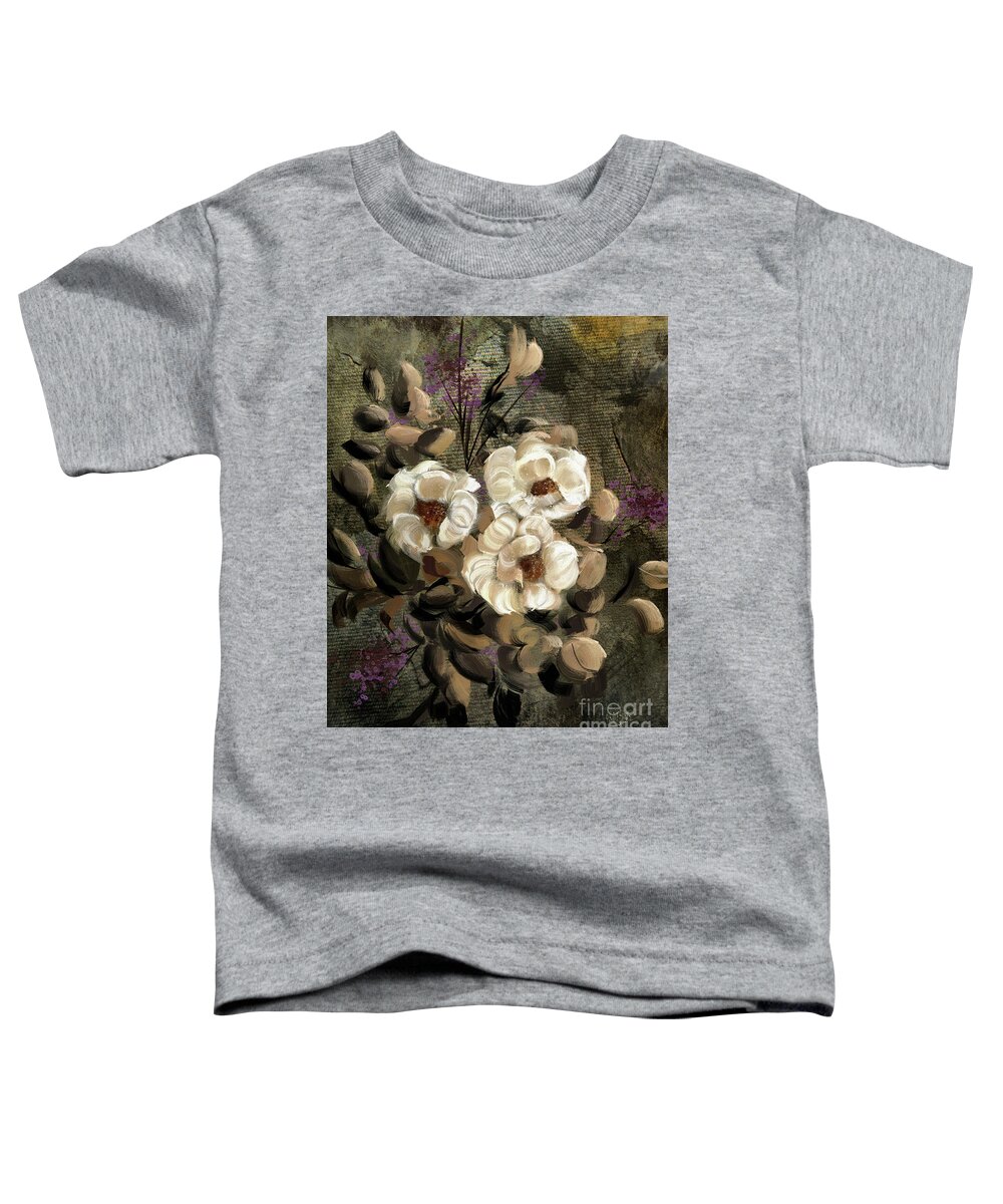 Flower Toddler T-Shirt featuring the digital art White Roses by Lois Bryan
