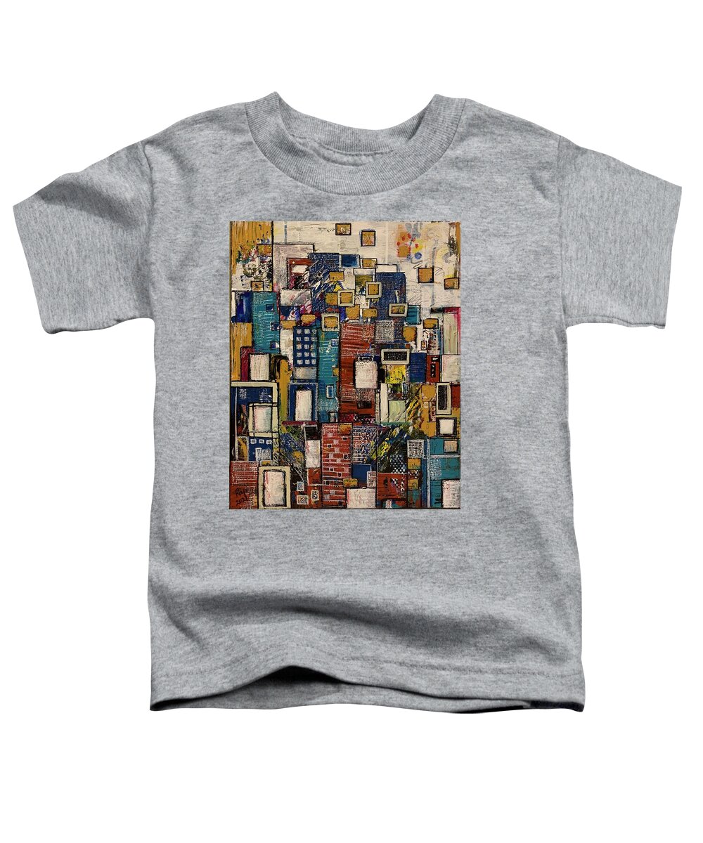 Abstract Art Toddler T-Shirt featuring the painting Windows and Doors by Raji Musinipally