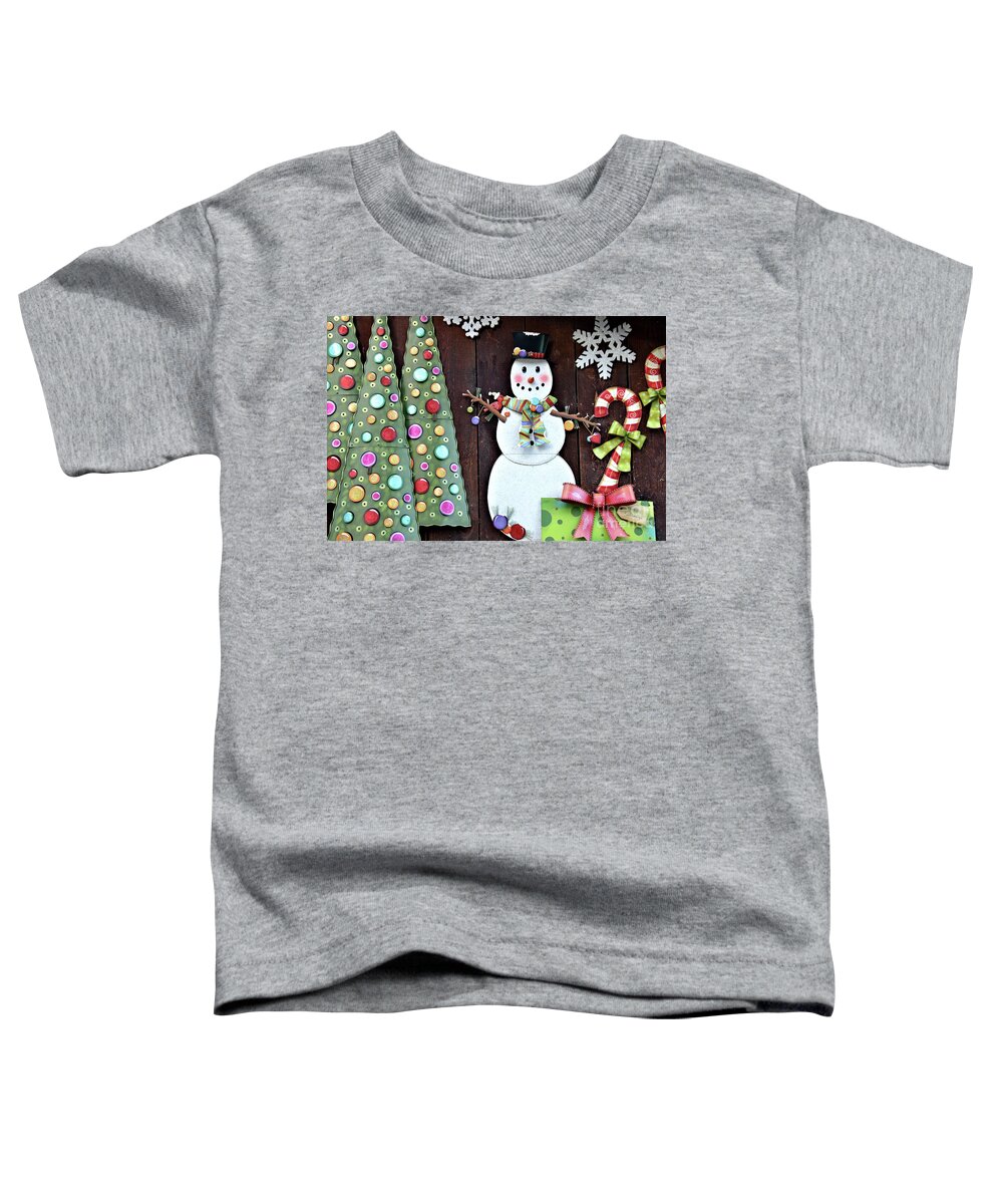 Snowman Toddler T-Shirt featuring the photograph Winter Decorations by Vivian Krug Cotton