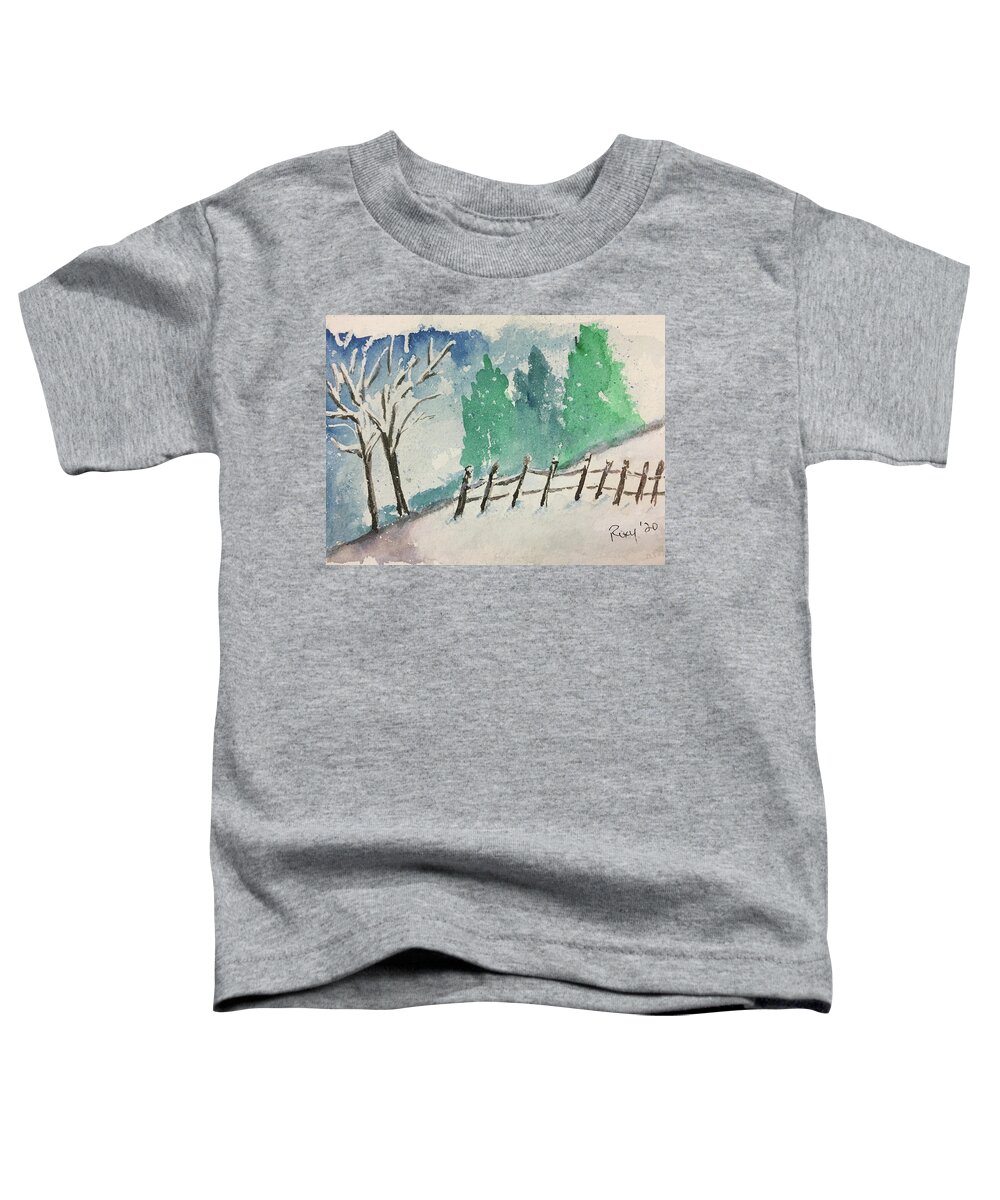 Winter Landscape Toddler T-Shirt featuring the painting Winter Landscape 1 by Roxy Rich