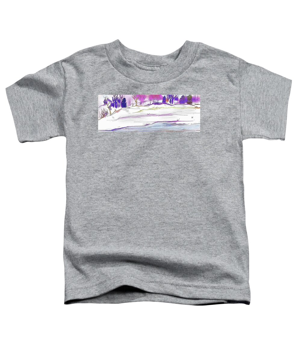 Snow Toddler T-Shirt featuring the digital art Winter River 2 by Darren Cannell