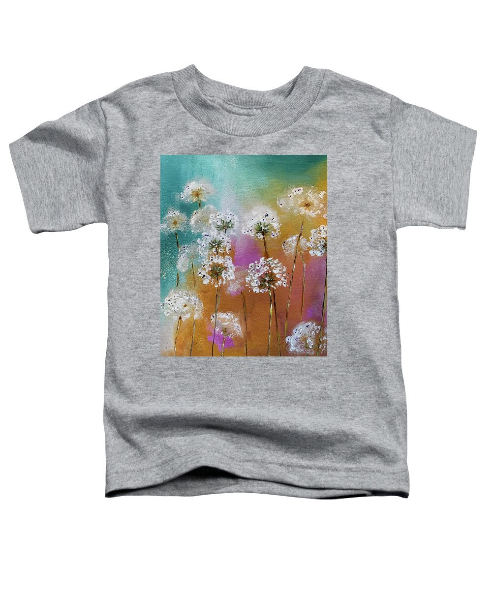Weeds Toddler T-Shirt featuring the painting Wishing puffs by Lynn Shaffer