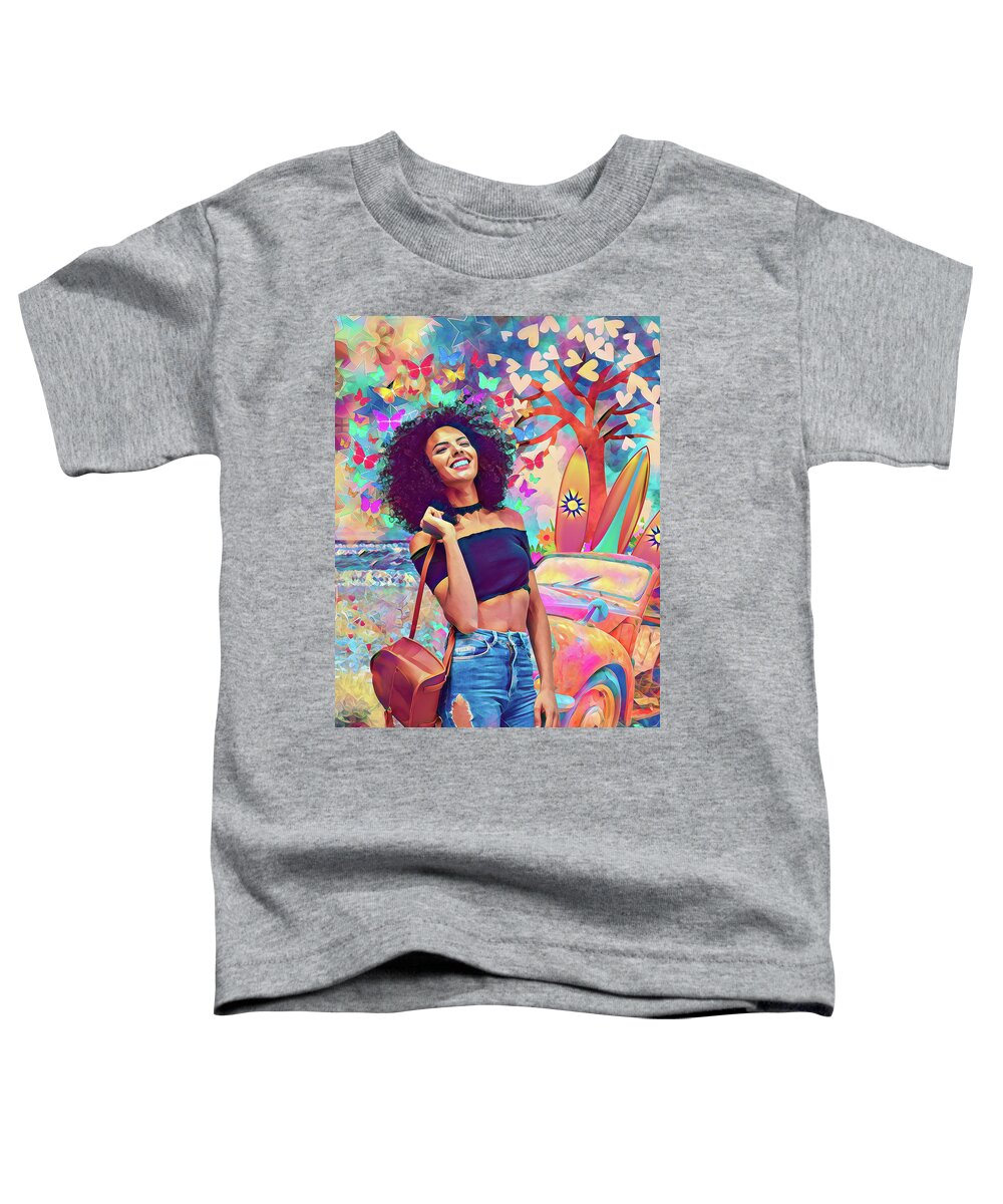 African American Toddler T-Shirt featuring the digital art World of Color by Claudia McKinney