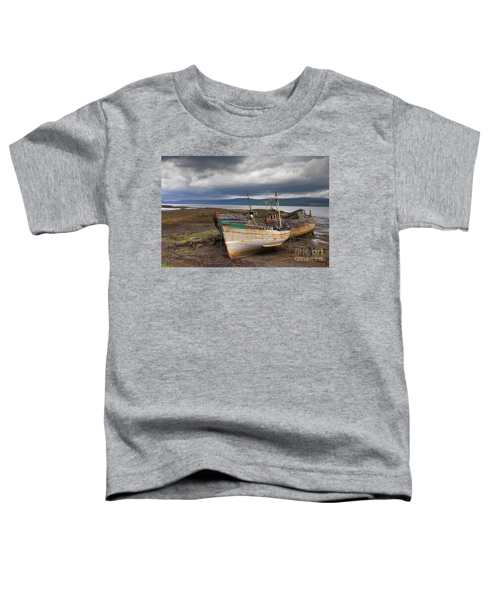 Island Of Mull Toddler T-Shirt featuring the photograph Wrecked fishing boats, Isle of Mull, Inner Hebrides, Scotland by Neale And Judith Clark