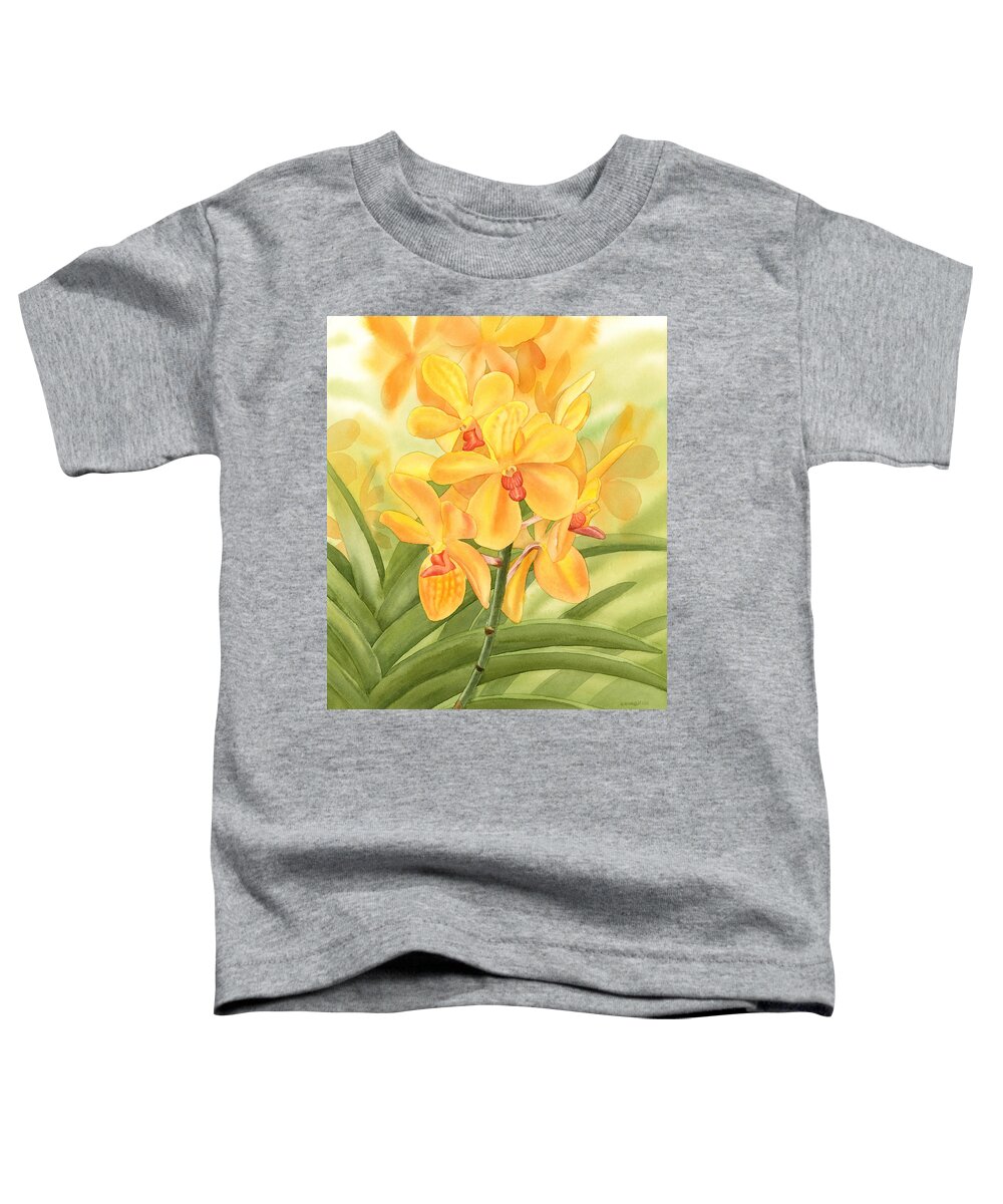 Yellow Toddler T-Shirt featuring the painting Yellow Orchid by Espero Art