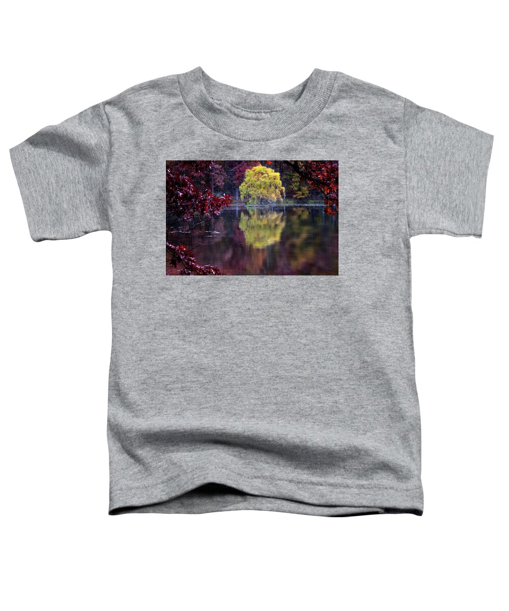 Lake Reflection Toddler T-Shirt featuring the photograph Yellow Reflection by Tom Singleton