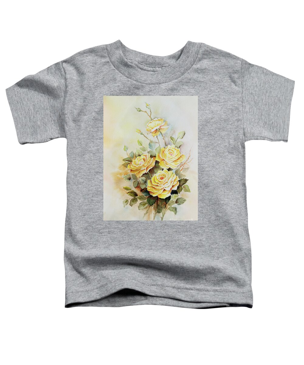 Roses Toddler T-Shirt featuring the painting Yellow Roses by Pattie Calfy