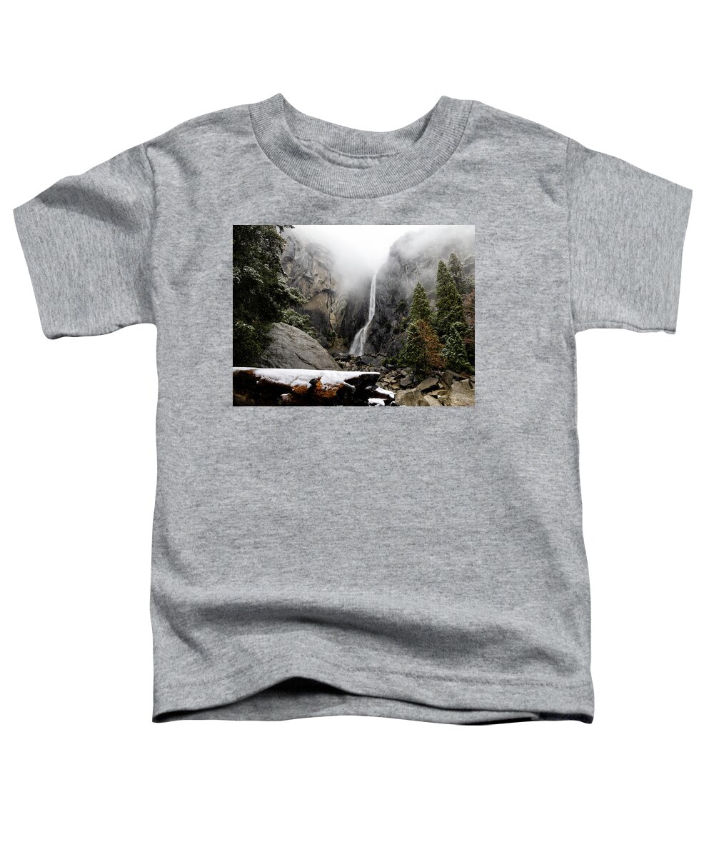 Ca Toddler T-Shirt featuring the photograph Yosemite Falls in Winter I by Cheryl Strahl