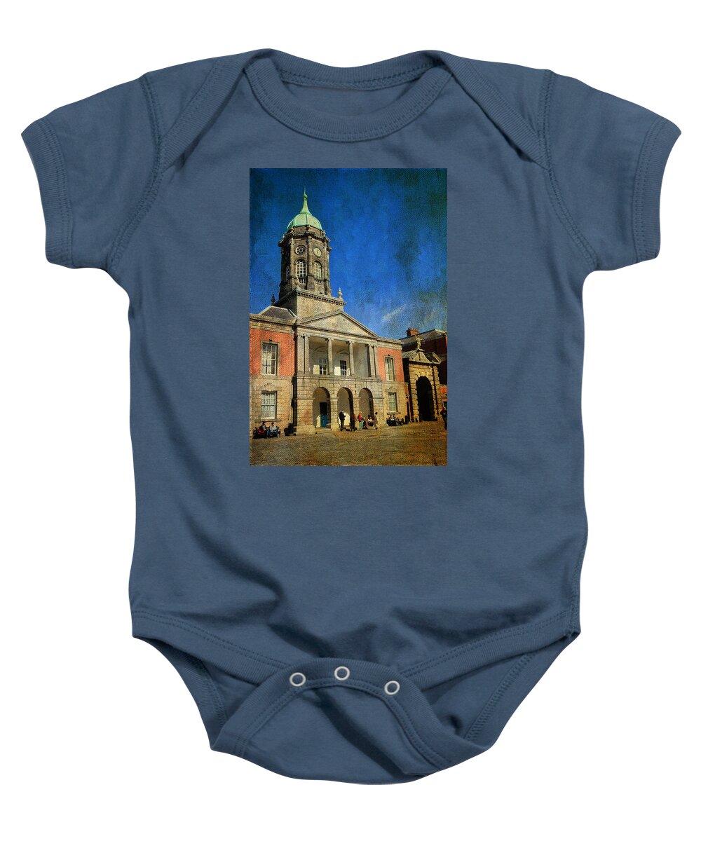 Ireland Baby Onesie featuring the photograph Dublin Castle. Streets of Dublin. Painting Collection #1 by Jenny Rainbow