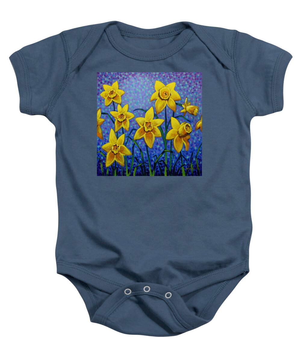 Acrylic Baby Onesie featuring the painting Spring Daffodils #1 by John Nolan