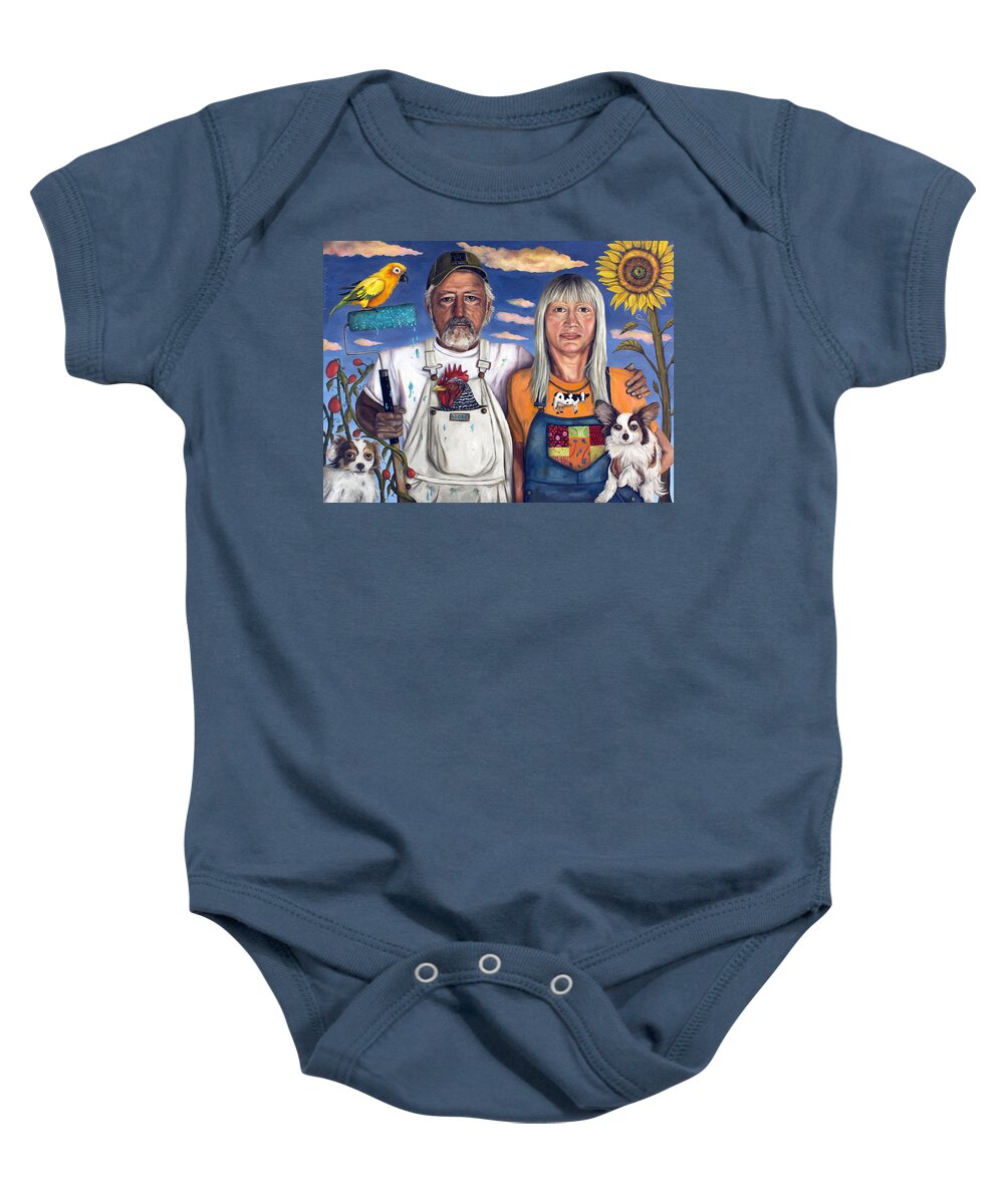 Chihuahua Baby Onesie featuring the painting Sunday Morning #2 by Leah Saulnier The Painting Maniac