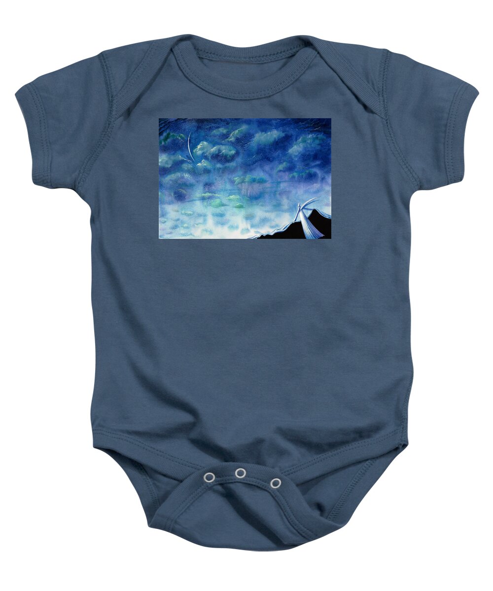 Angel Baby Onesie featuring the painting A midnight angel by Victoria Fomina