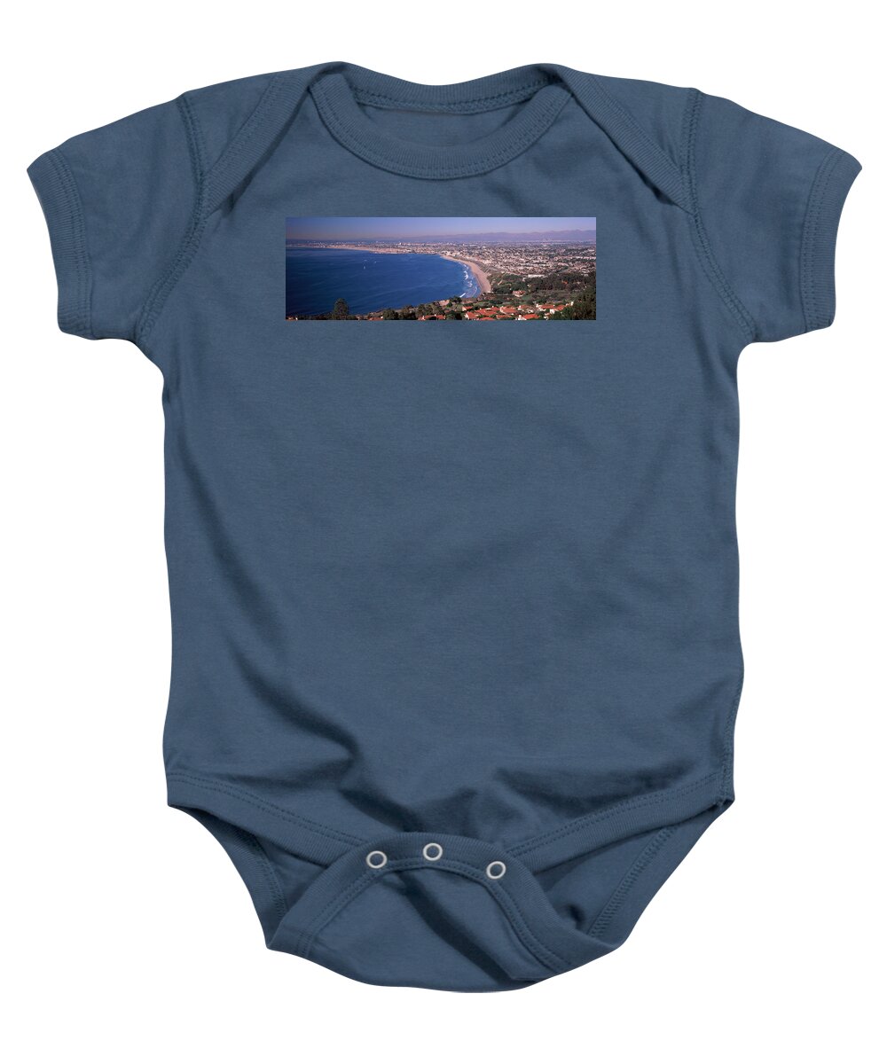Photography Baby Onesie featuring the photograph Aerial View Of A City At Coast, Santa by Panoramic Images