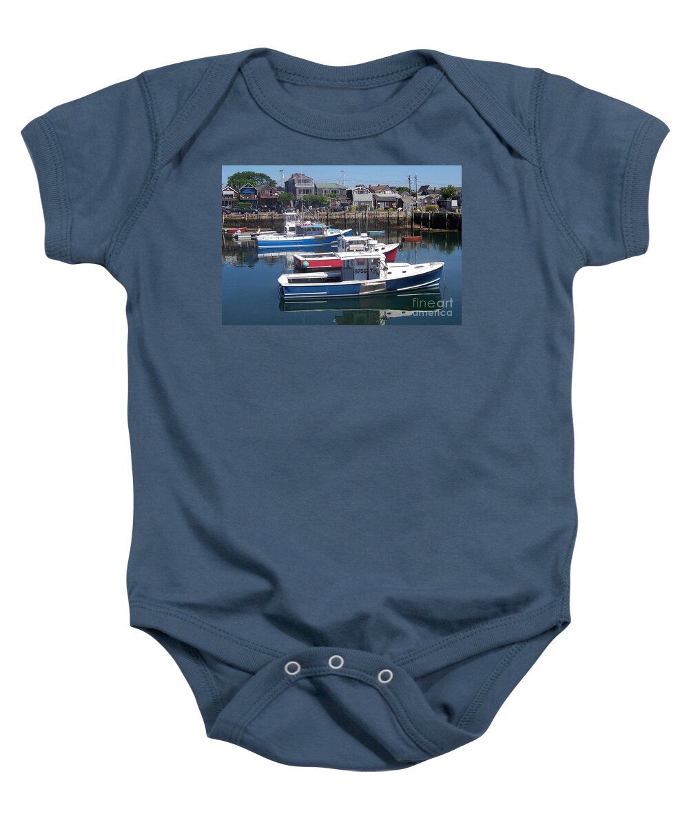 Boats. Boats On The Water Baby Onesie featuring the photograph Colorful Boats by Eunice Miller