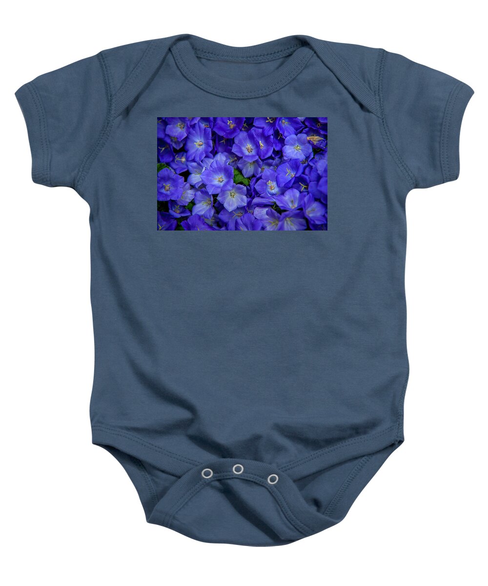 Bluebells Baby Onesie featuring the photograph Blue Bells Carpet. Amsterdam Floral Market by Jenny Rainbow