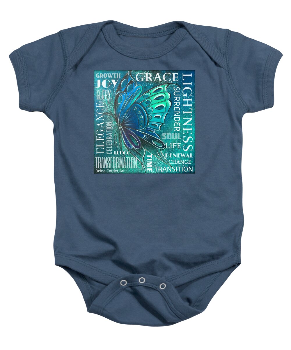Painting Baby Onesie featuring the painting Butterfly Totem Wordart by Reina Cottier
