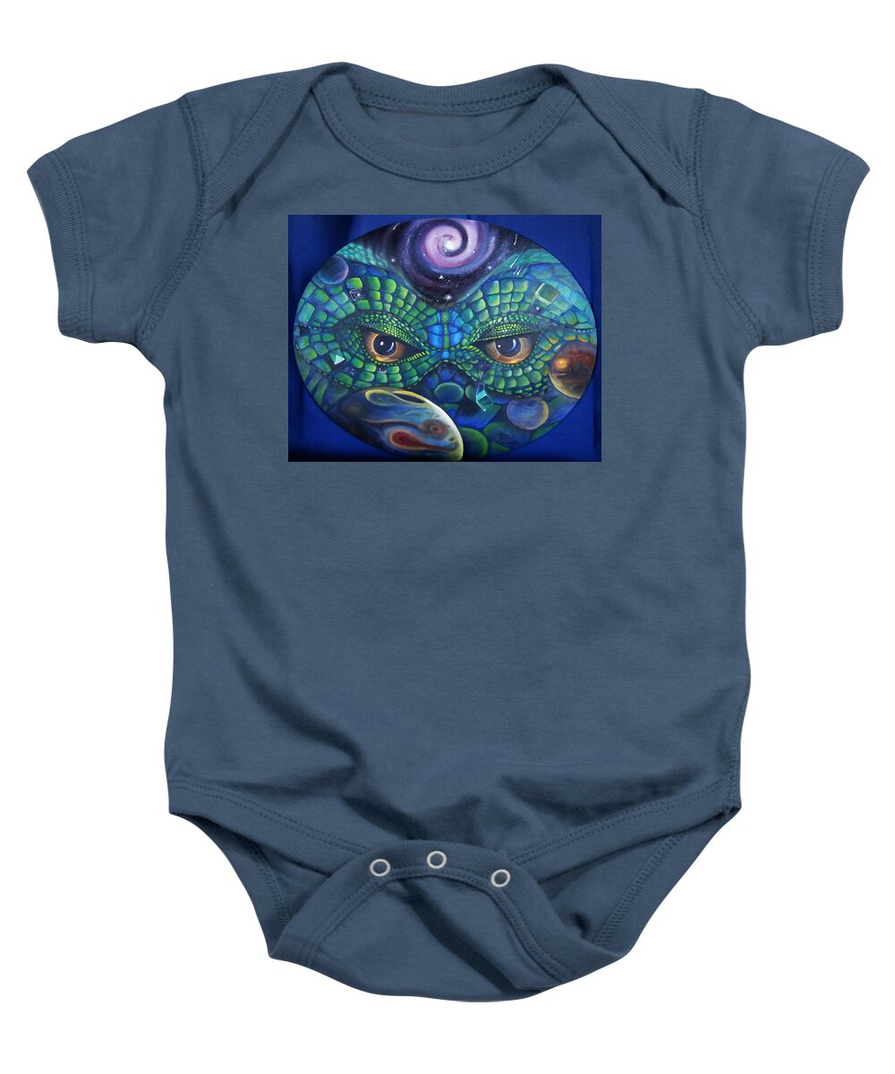 Surrealism Baby Onesie featuring the painting Can You See Me Now by Sherry Strong