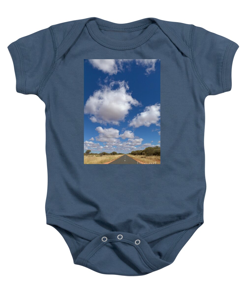 00477471 Baby Onesie featuring the photograph Clouds And Desert Road by Yva Momatiuk John Eastcott