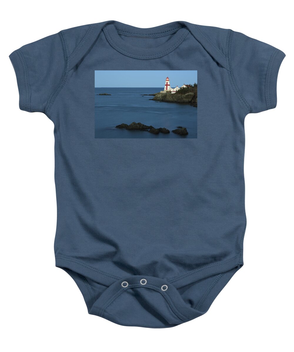 Feb0514 Baby Onesie featuring the photograph East Quoddy Lighthouse At Dusk by Scott Leslie