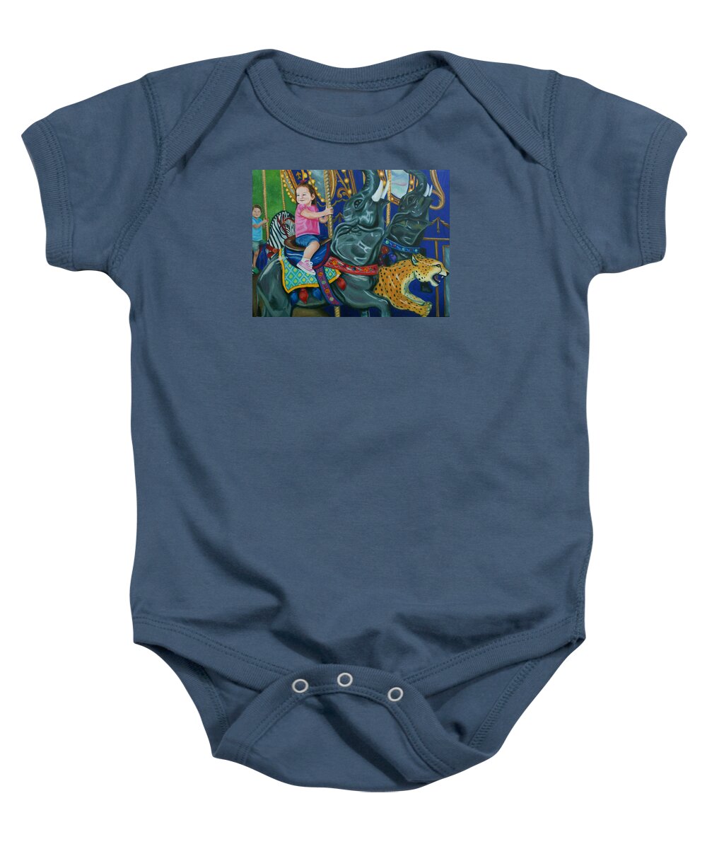 Carnival Baby Onesie featuring the painting Elephant Ride by Jill Ciccone Pike