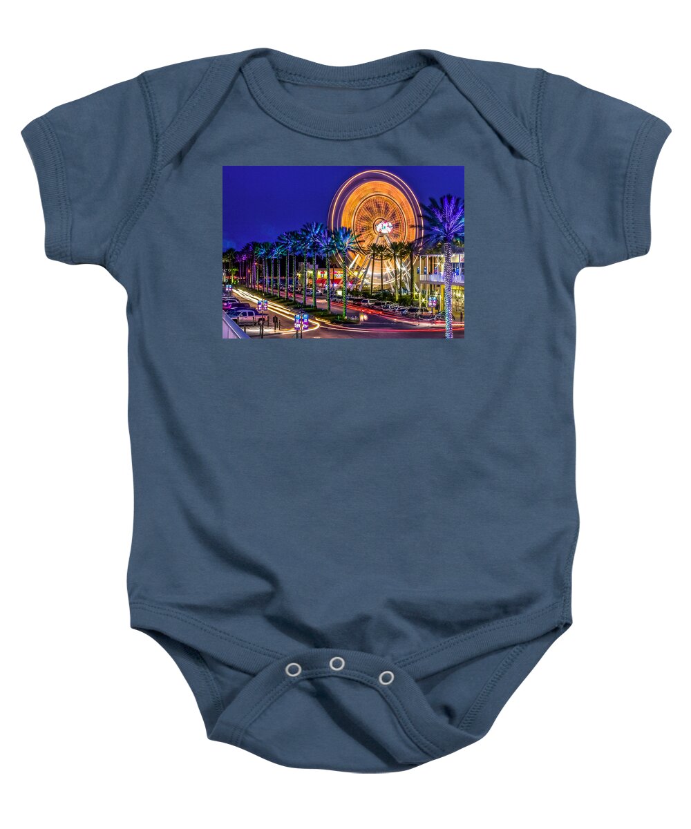 Alabama Baby Onesie featuring the photograph Ferris Wheel At The Wharf by Rob Sellers