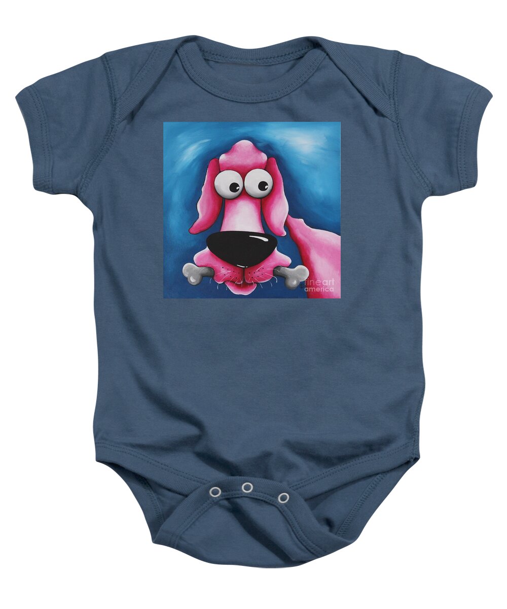 Lucia Stewart Baby Onesie featuring the painting Give a dog a bone by Lucia Stewart