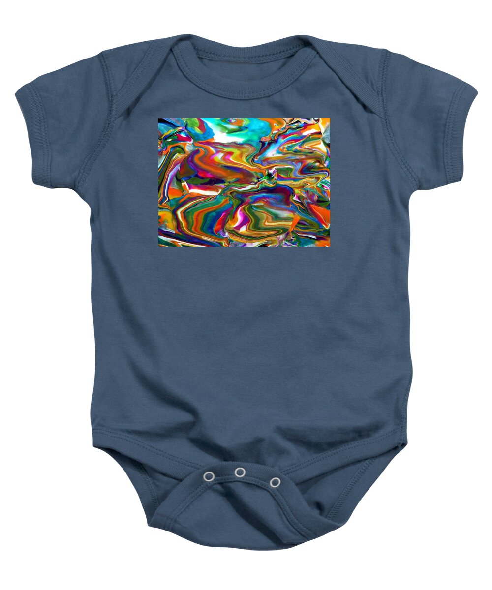 Abstract Baby Onesie featuring the mixed media Groovy by Deborah Stanley