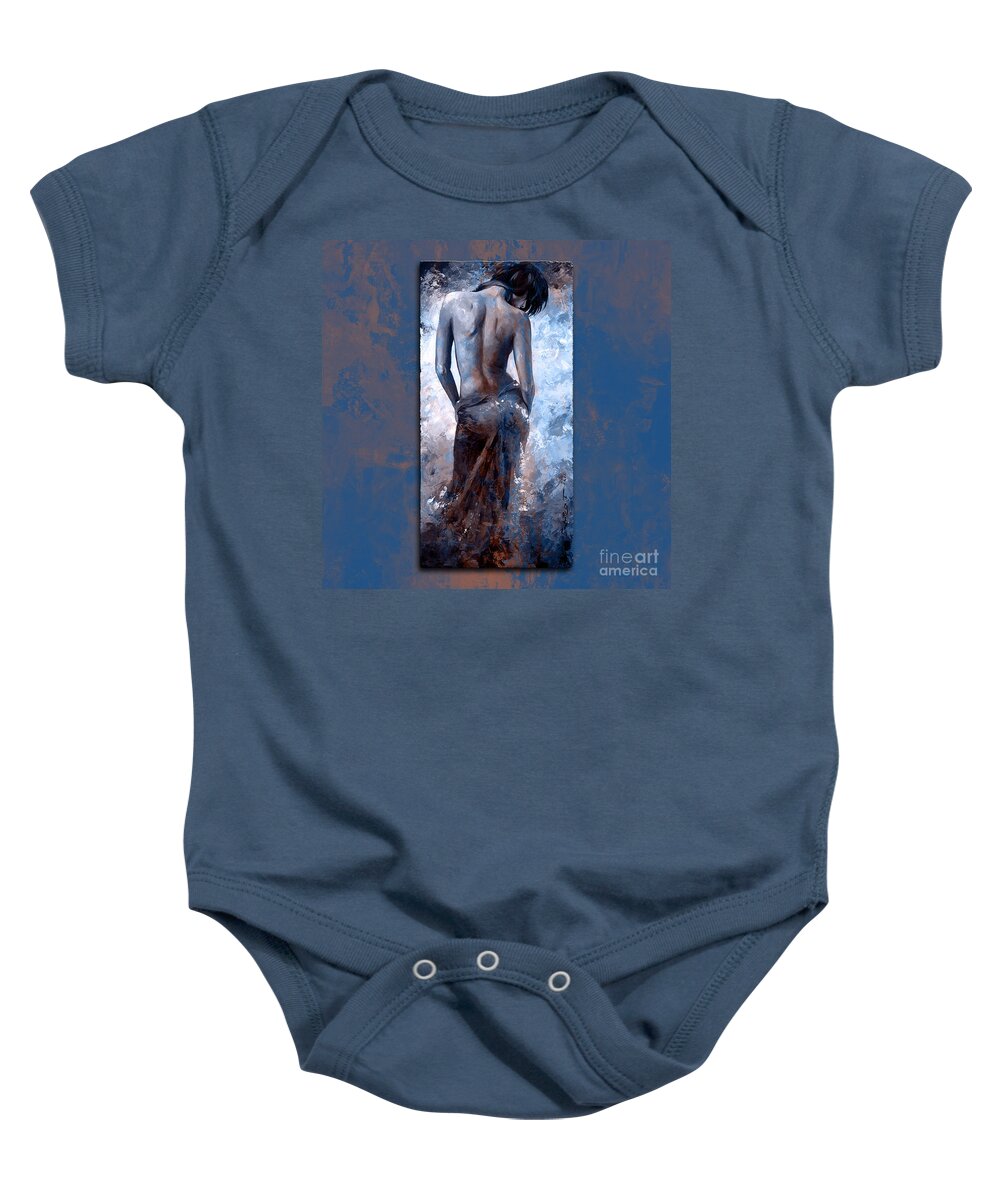 Lady Baby Onesie featuring the painting Lady in red 27 style version Magic Blue by Emerico Imre Toth