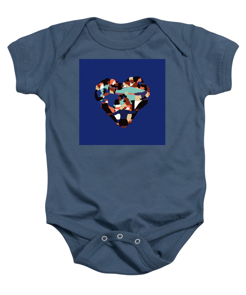 20-24 Years Baby Onesie featuring the photograph Lots Of People Hugging To Form Heart by Ikon Images
