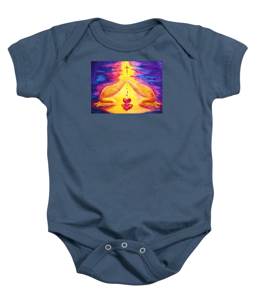 Nancy Cupp Baby Onesie featuring the painting Mercy by Nancy Cupp
