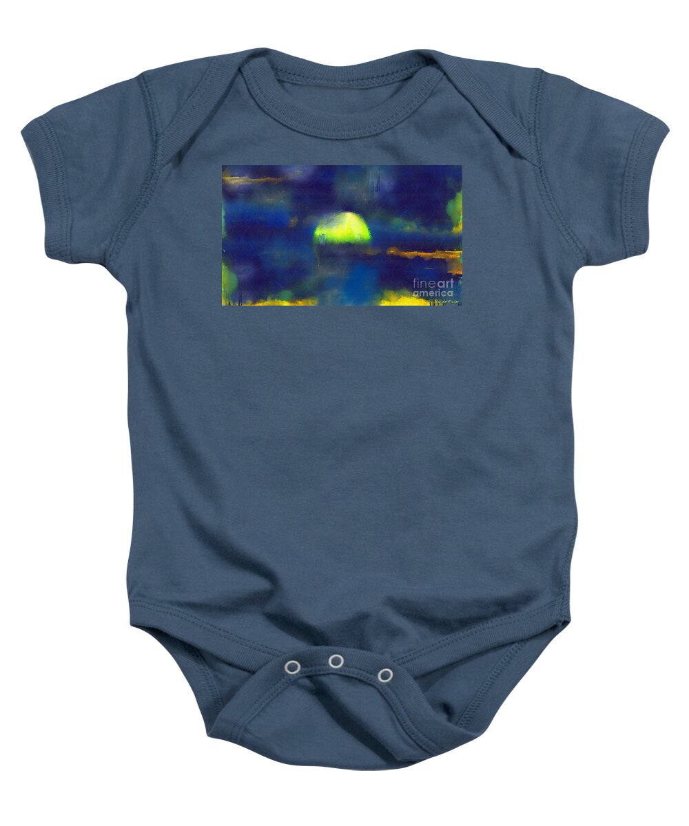 Sea Baby Onesie featuring the painting Moonrise Primitive by RC DeWinter