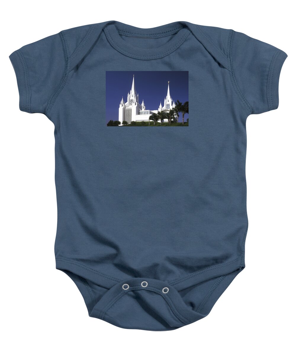 F3-c-0585 Baby Onesie featuring the photograph Mormon Temple by Paul W Faust - Impressions of Light