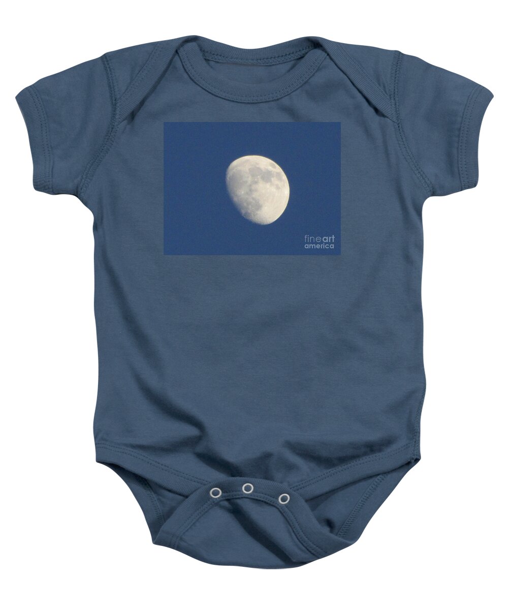 Moon Baby Onesie featuring the photograph Morning Man In The Moon by Susan Carella