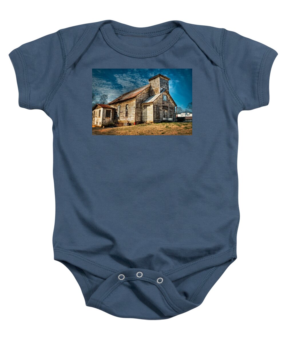 Adams Tn Baby Onesie featuring the photograph Old Church by Brett Engle