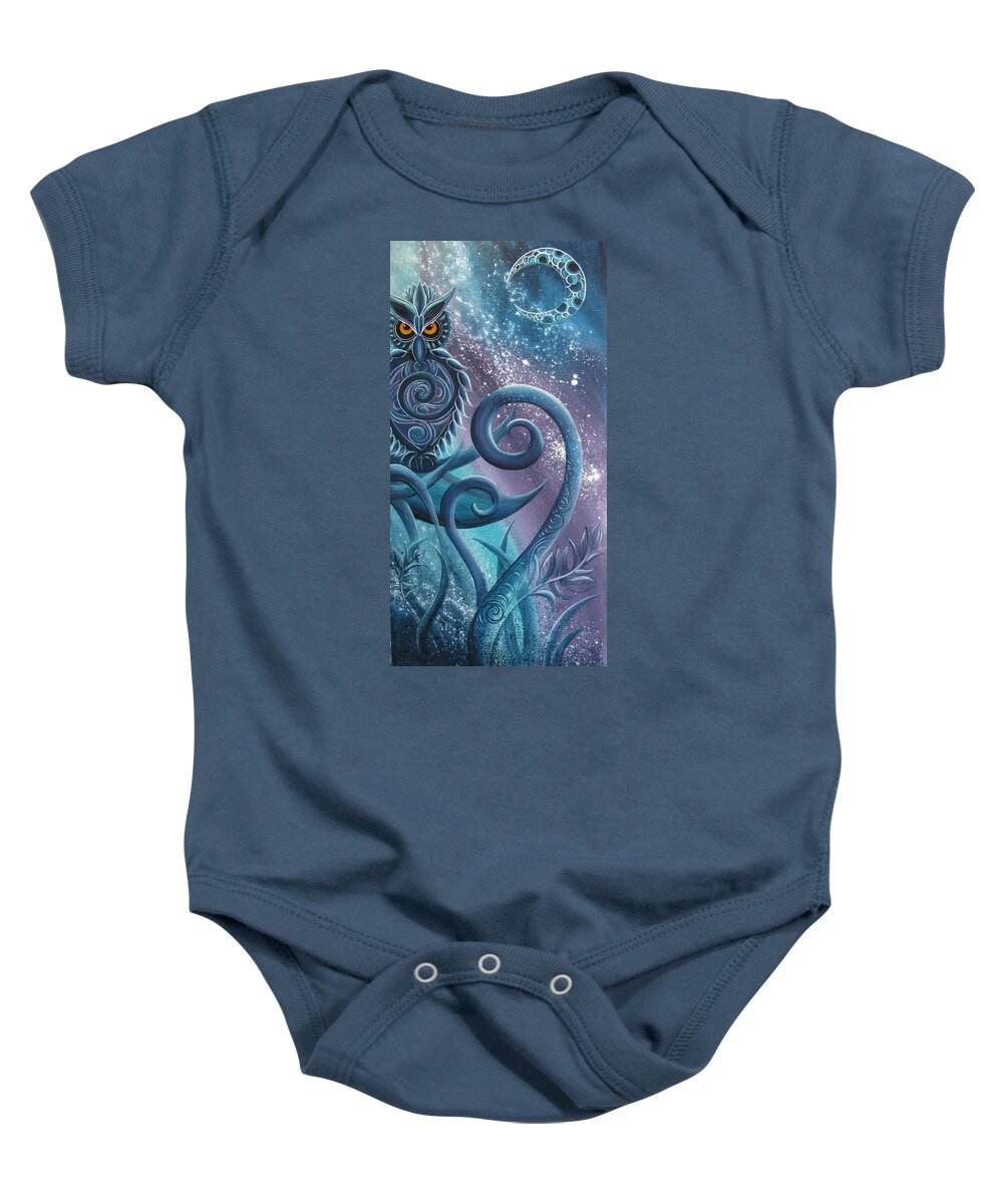 Owl Baby Onesie featuring the painting Owl Toru by Reina Cottier