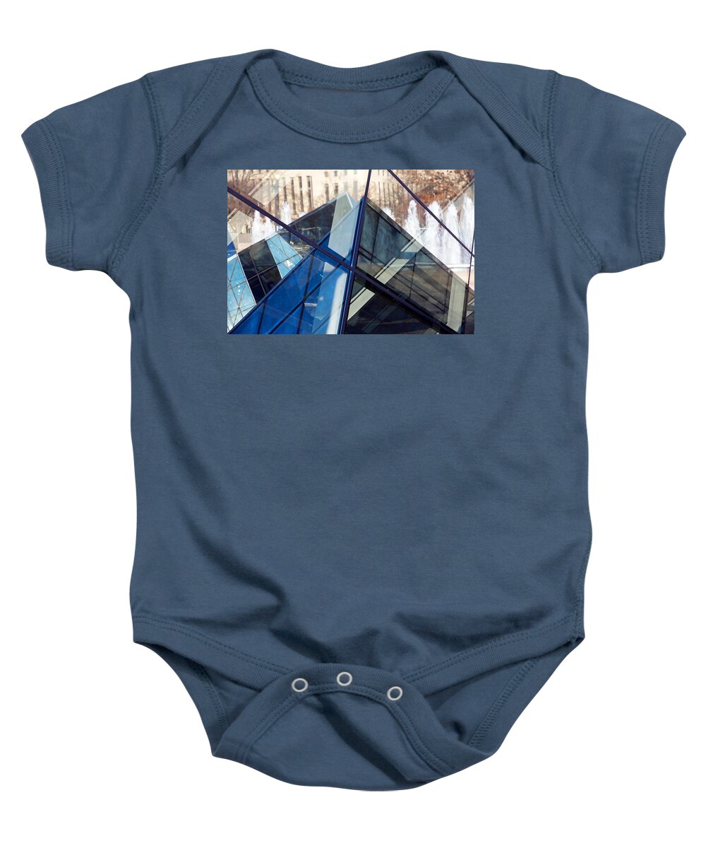 Abstract Baby Onesie featuring the photograph Pyramid Skylights by Stuart Litoff