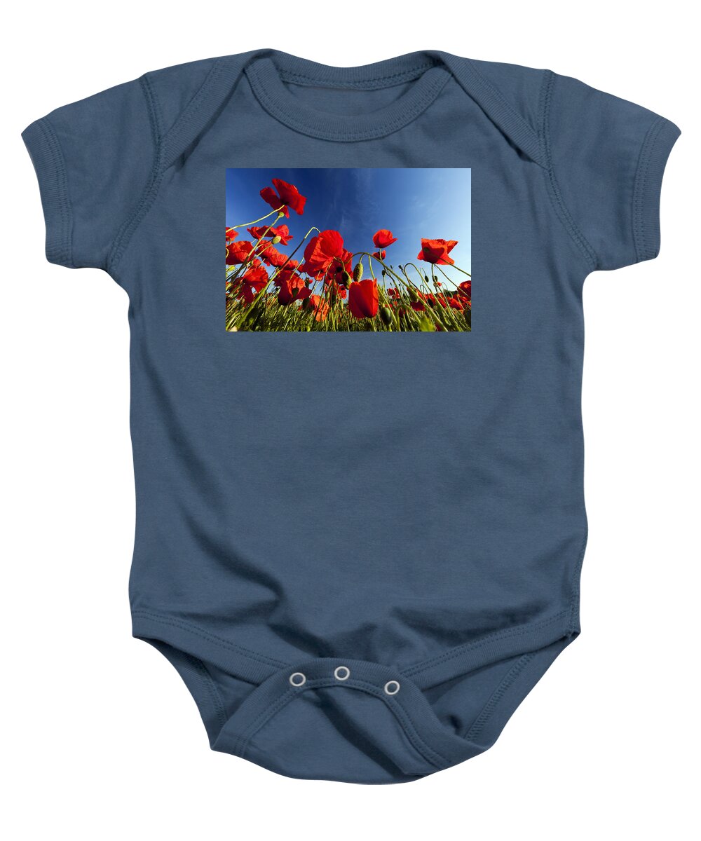 Feb0514 Baby Onesie featuring the photograph Red Poppies Germany by Duncan Usher