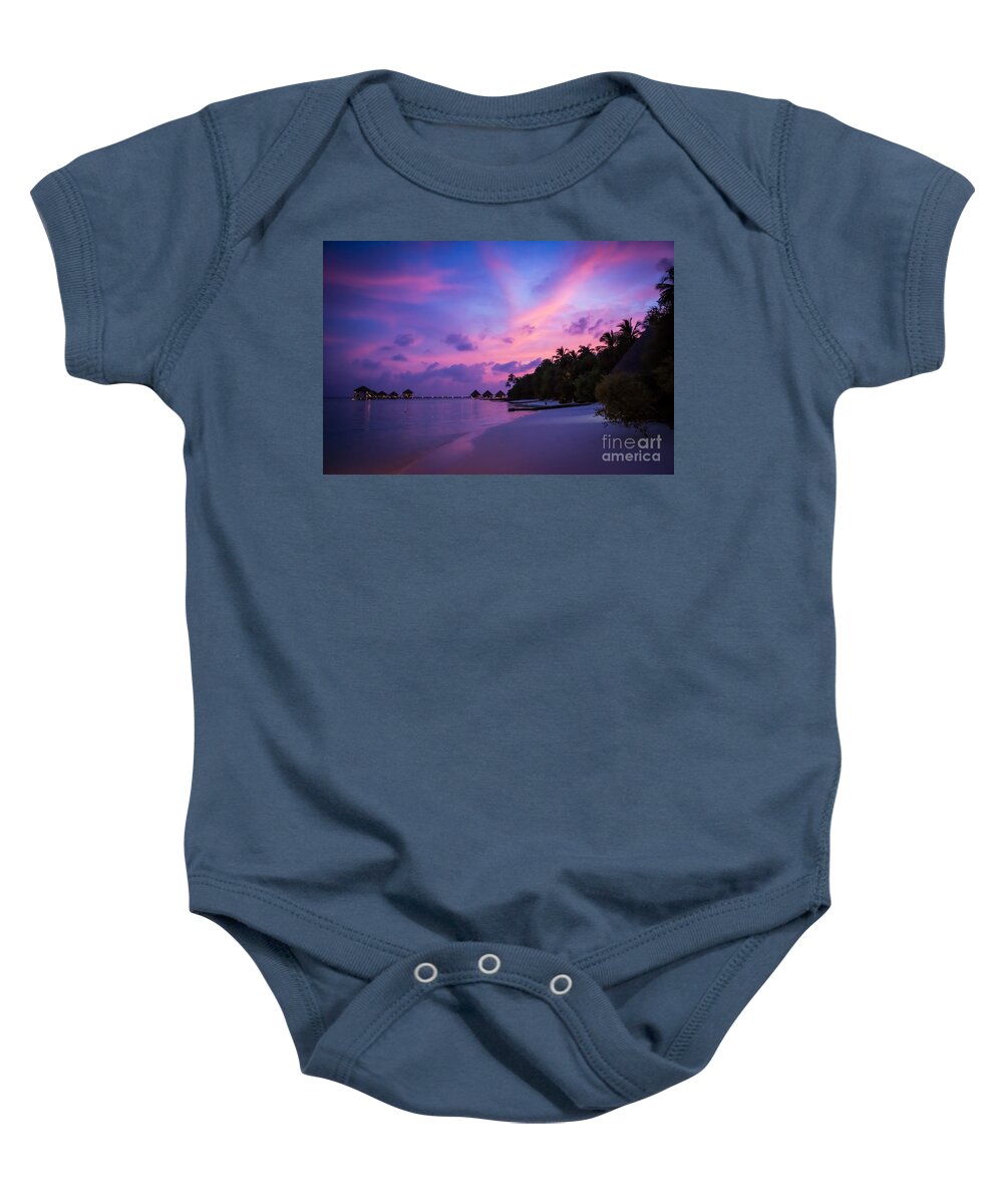 Beach Baby Onesie featuring the photograph Red Sky Over Paradise by Hannes Cmarits